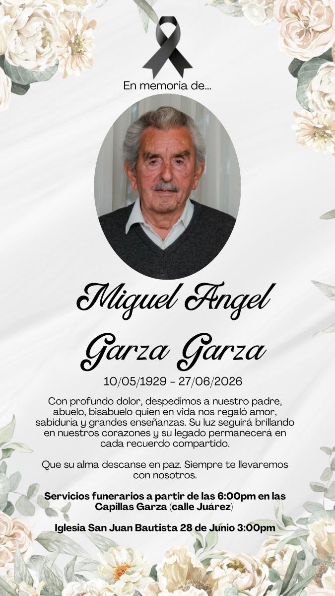 Cadereyta despide a Don Miguel Garza Garza: el hombre que sembró trabajo, generosidad y respeto.