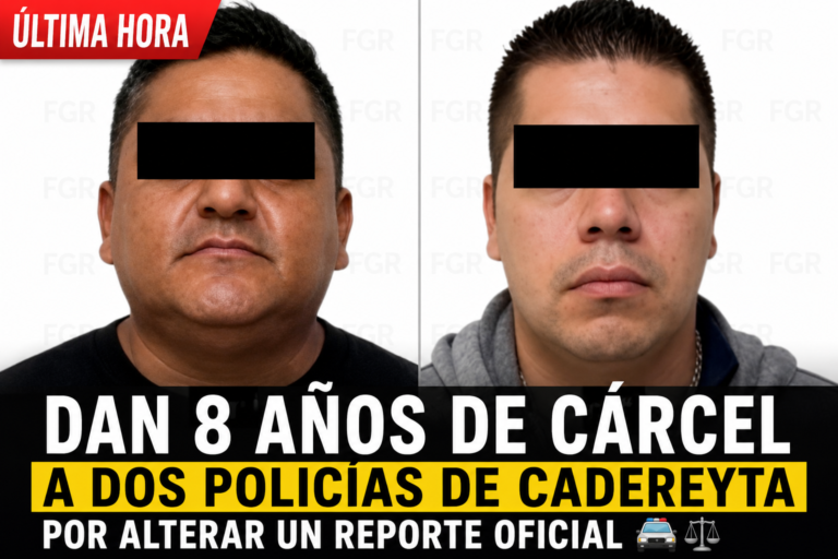 Dan 8 años de cárcel a dos ex policías de Cadereyta por alterar reporte de una detención
